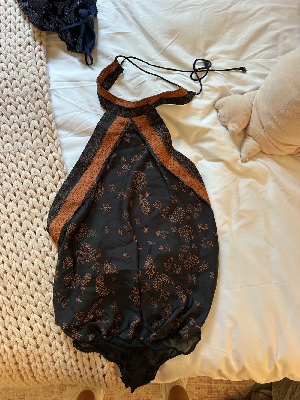 Free People Women’s Black & Brown Halter Bodysuit